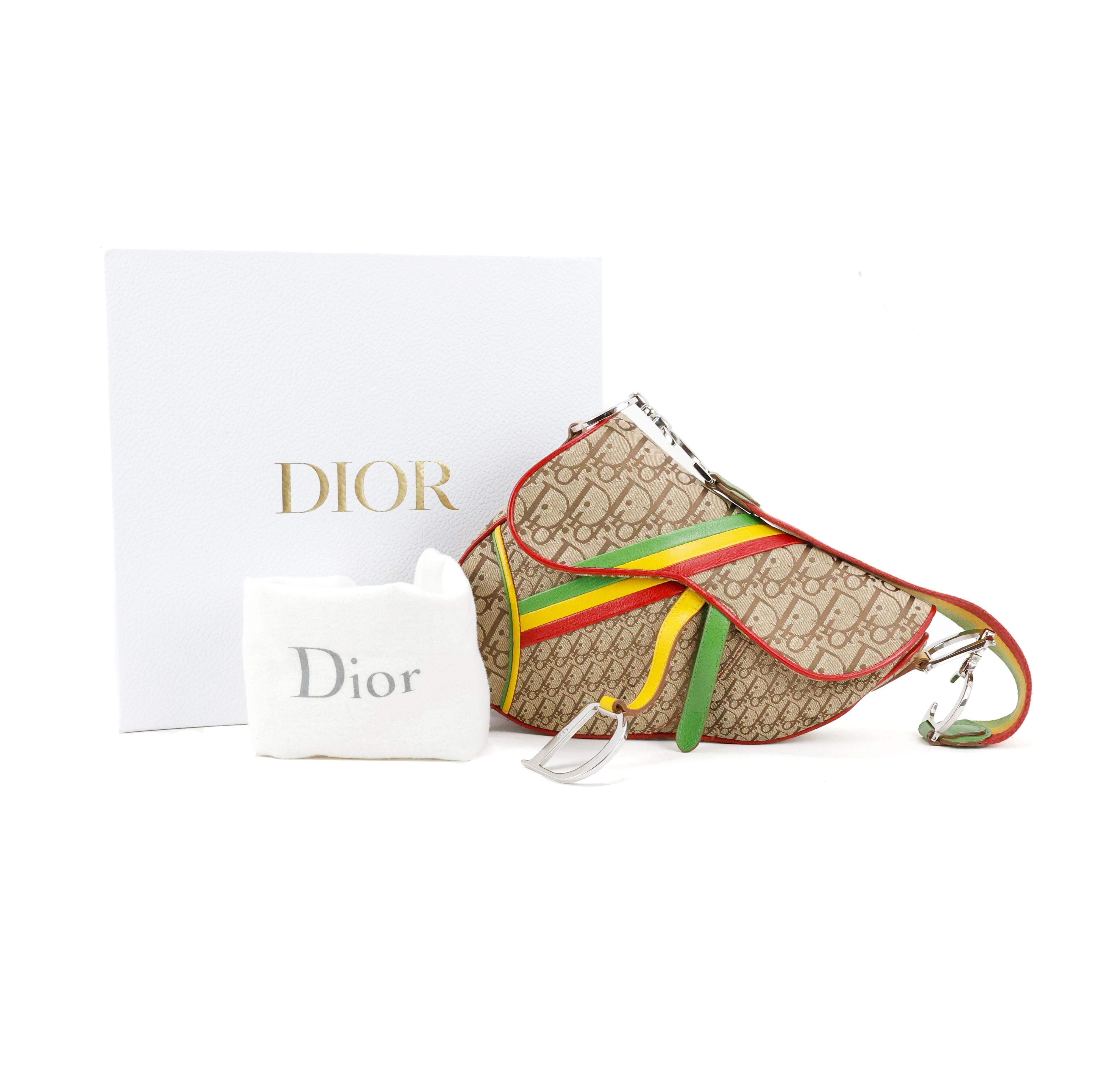 Women's Rare Christian Dior by John Galliano Rasta Saddle bag For Sale