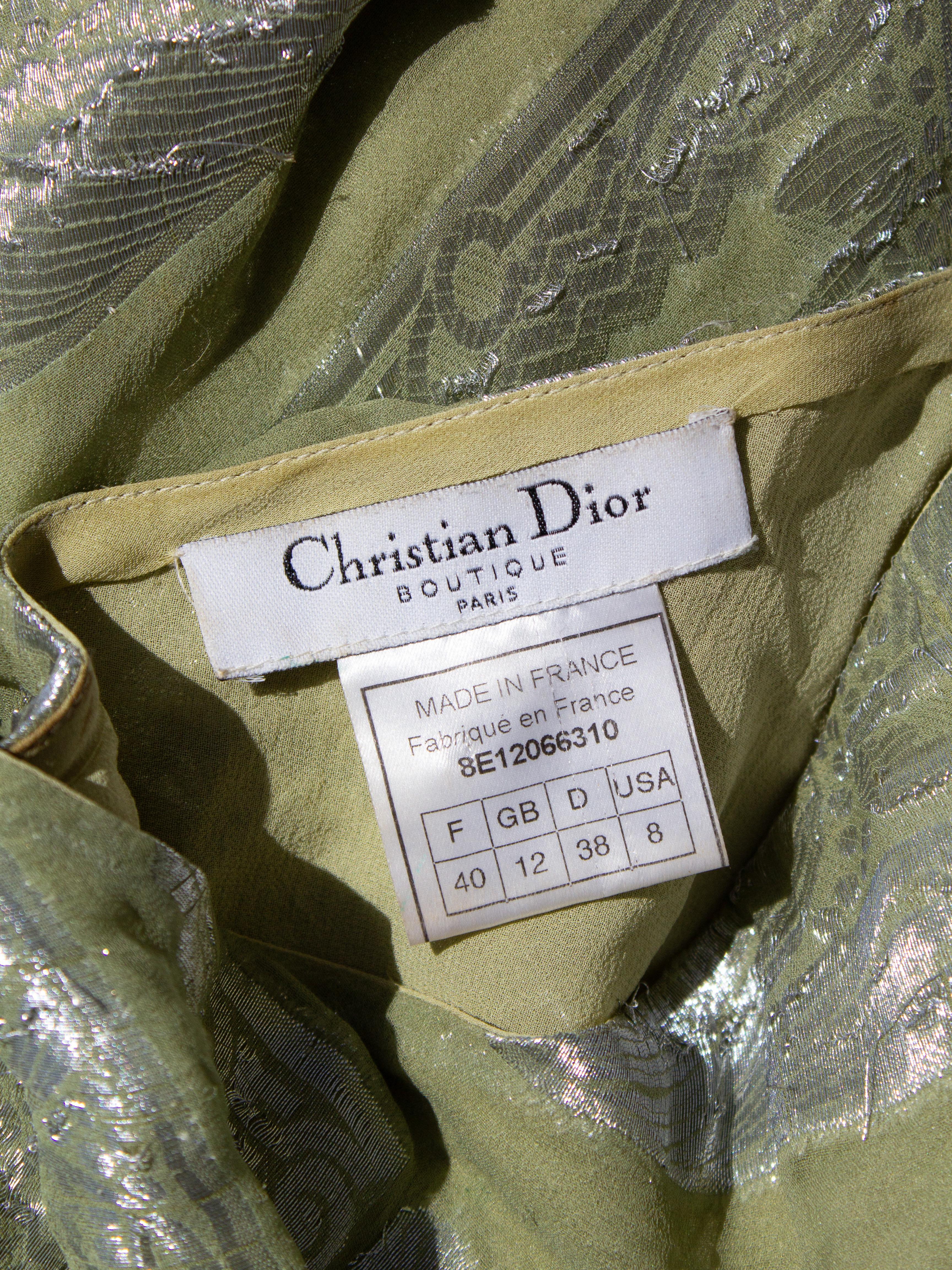 Raro abito di John Galliano for Christian Dior P/E 1998 impreziosito da perle finte verdi in vendita 12