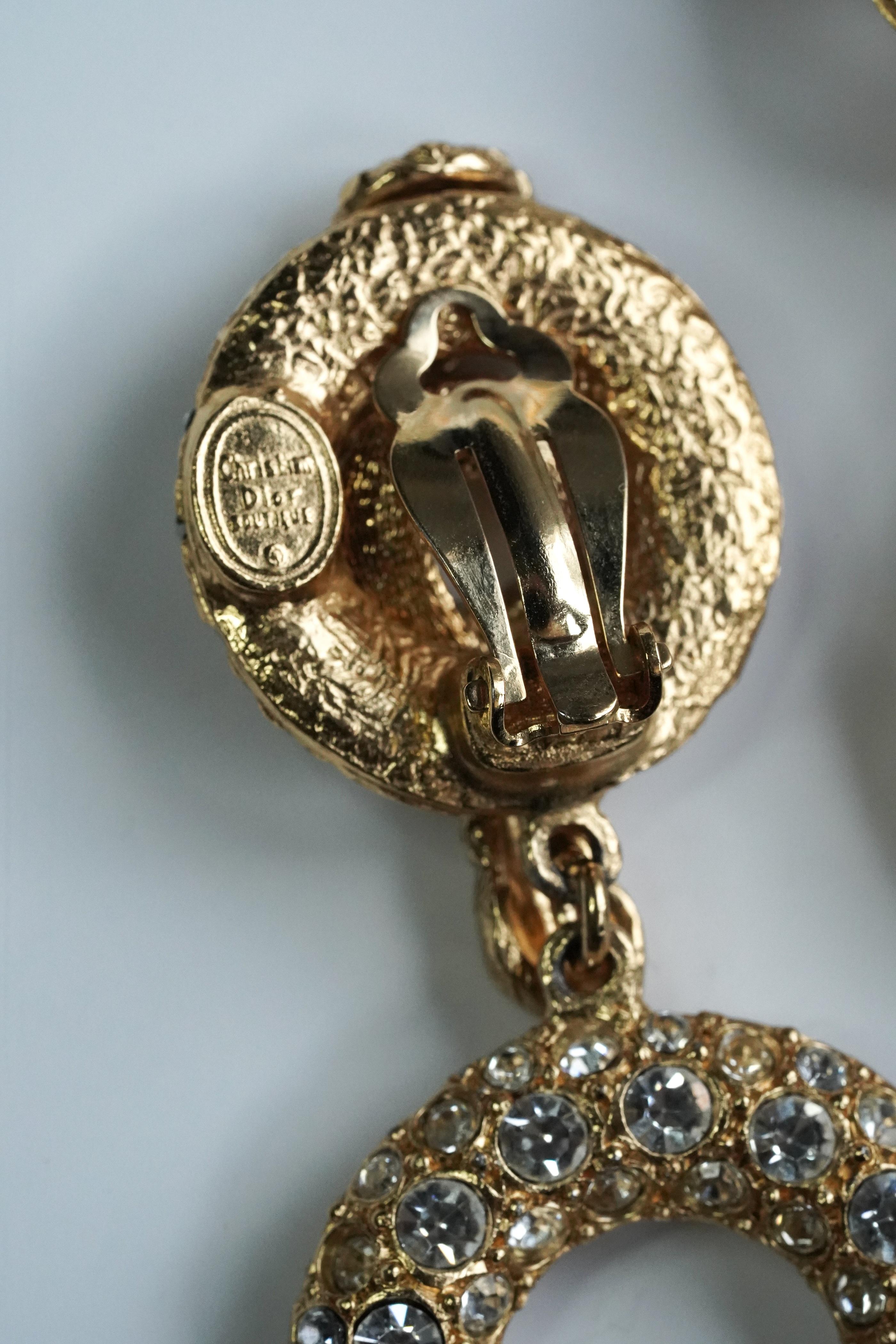 Rari orecchini a clip in serpente e pavé di cristalli di Christian Dior Couture, anni '90, Runway Mod in vendita 3