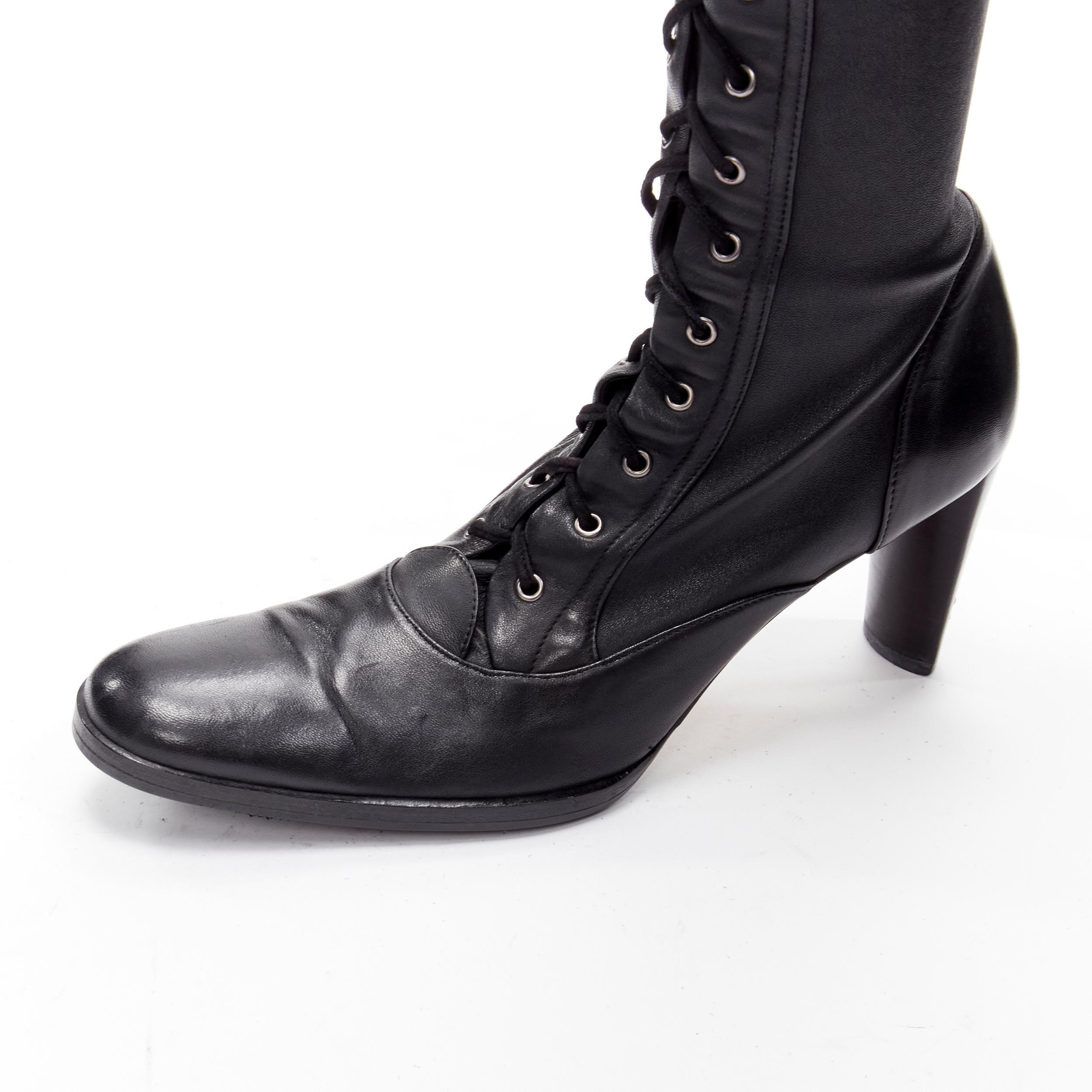 rare CHRISTIAN DIOR Galliano Vintage CD black lace up combat heeled boots EU37.5 4