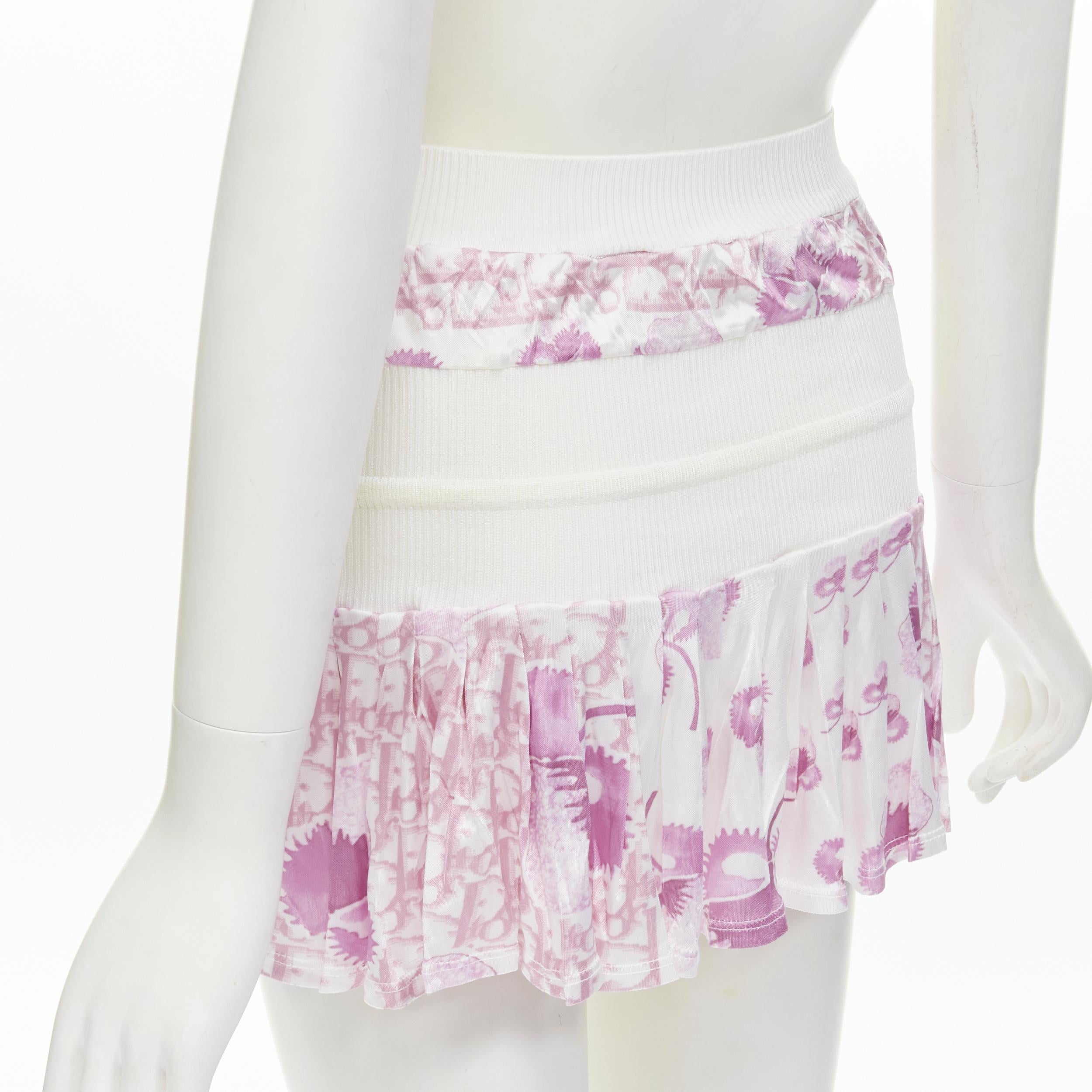 rare CHRISTIAN DIOR Galliano Y2K pink Cherry Blossom Oblique monogram skirt XS 2