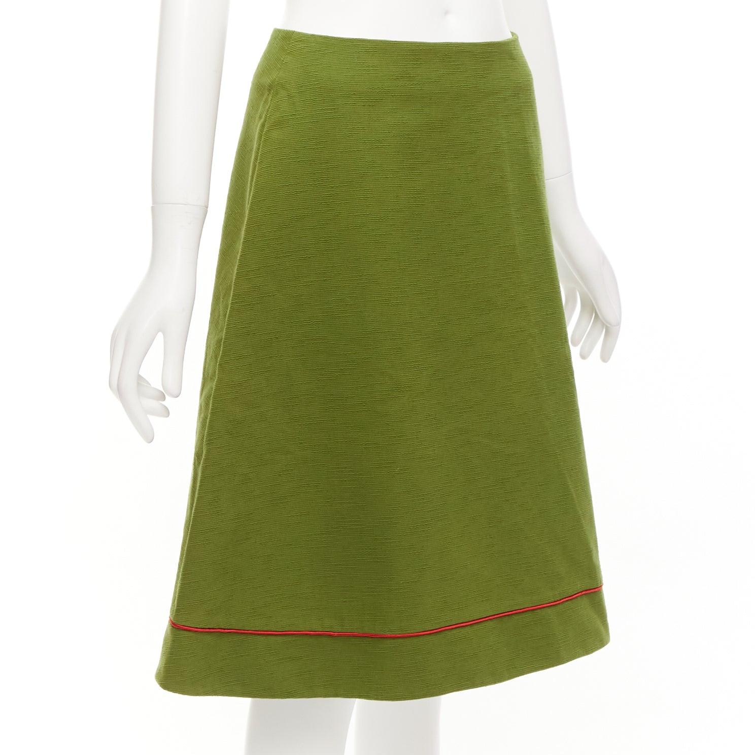 rare CHRISTIAN DIOR John Galliano 1999 Communist green pique Aline skirt FR40 L
Reference: TGAS/E00025
Brand: Dior
Designer: John Galliano
Collection: SS 1999 Communist
Material: Cotton, Blend
Color: Green, Red
Pattern: Solid
Closure: Zip
Lining: