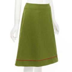 rare CHRISTIAN DIOR John Galliano 1999 Communist green pique Aline skirt FR40 L