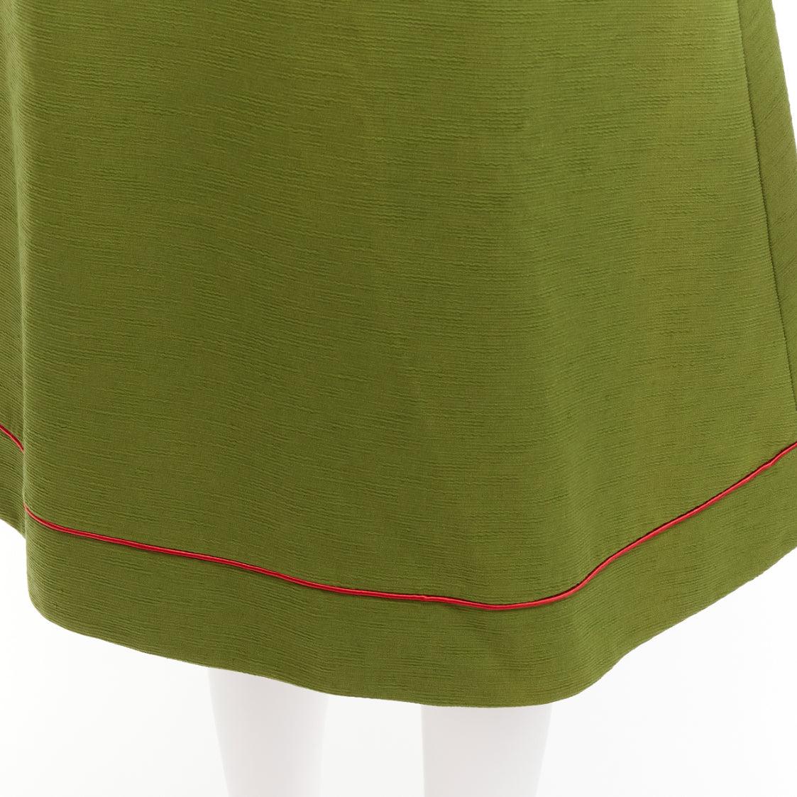 rare CHRISTIAN DIOR John Galliano 1999 Communist green pique Aline skirt FR40 L For Sale 1