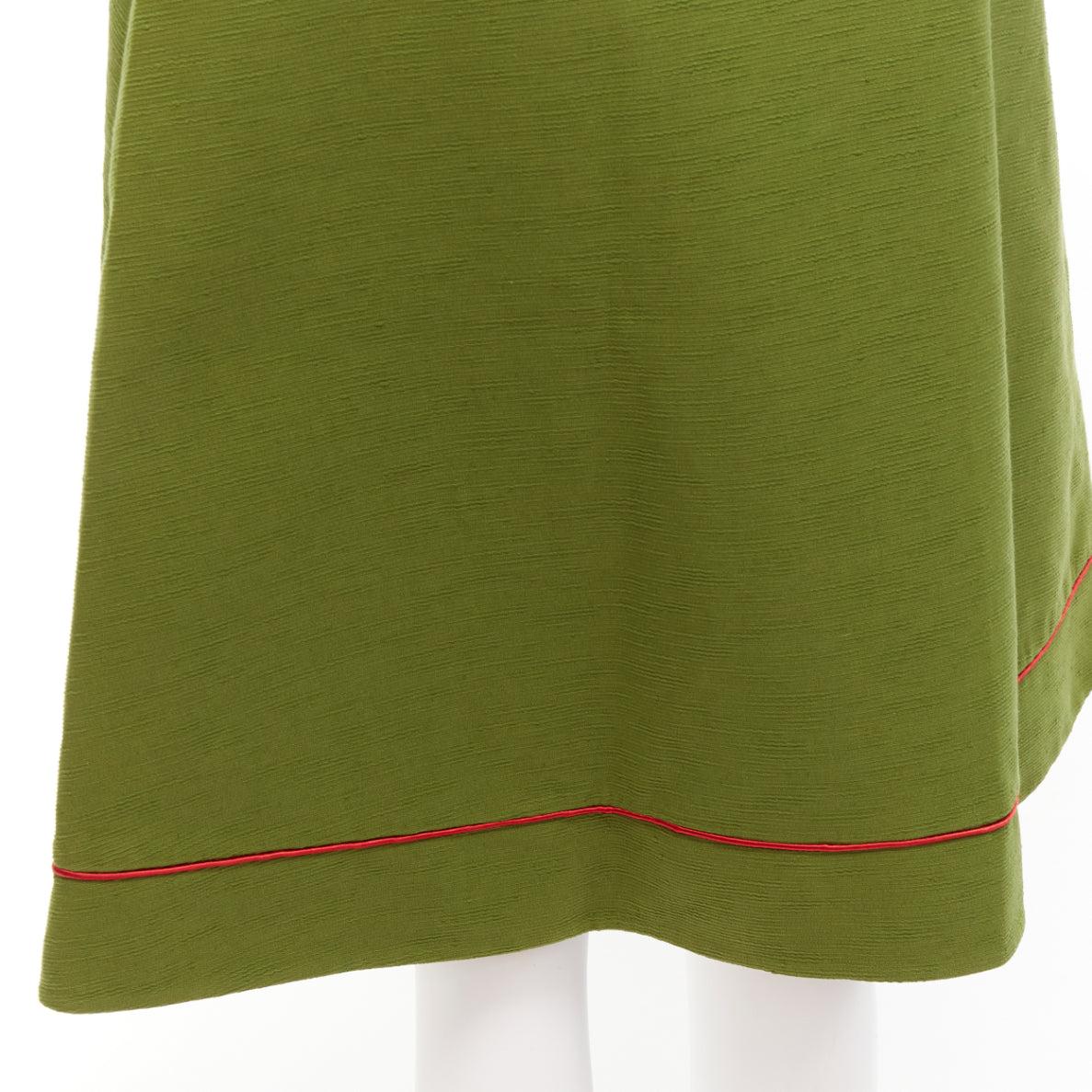 rare CHRISTIAN DIOR John Galliano 1999 Communist green pique Aline skirt FR40 L For Sale 2