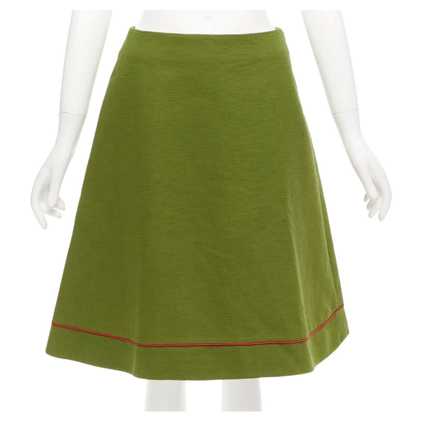 raro CHRISTIAN DIOR John Galliano 1999 Falda Aline de piqué verde comunista FR40 L en venta