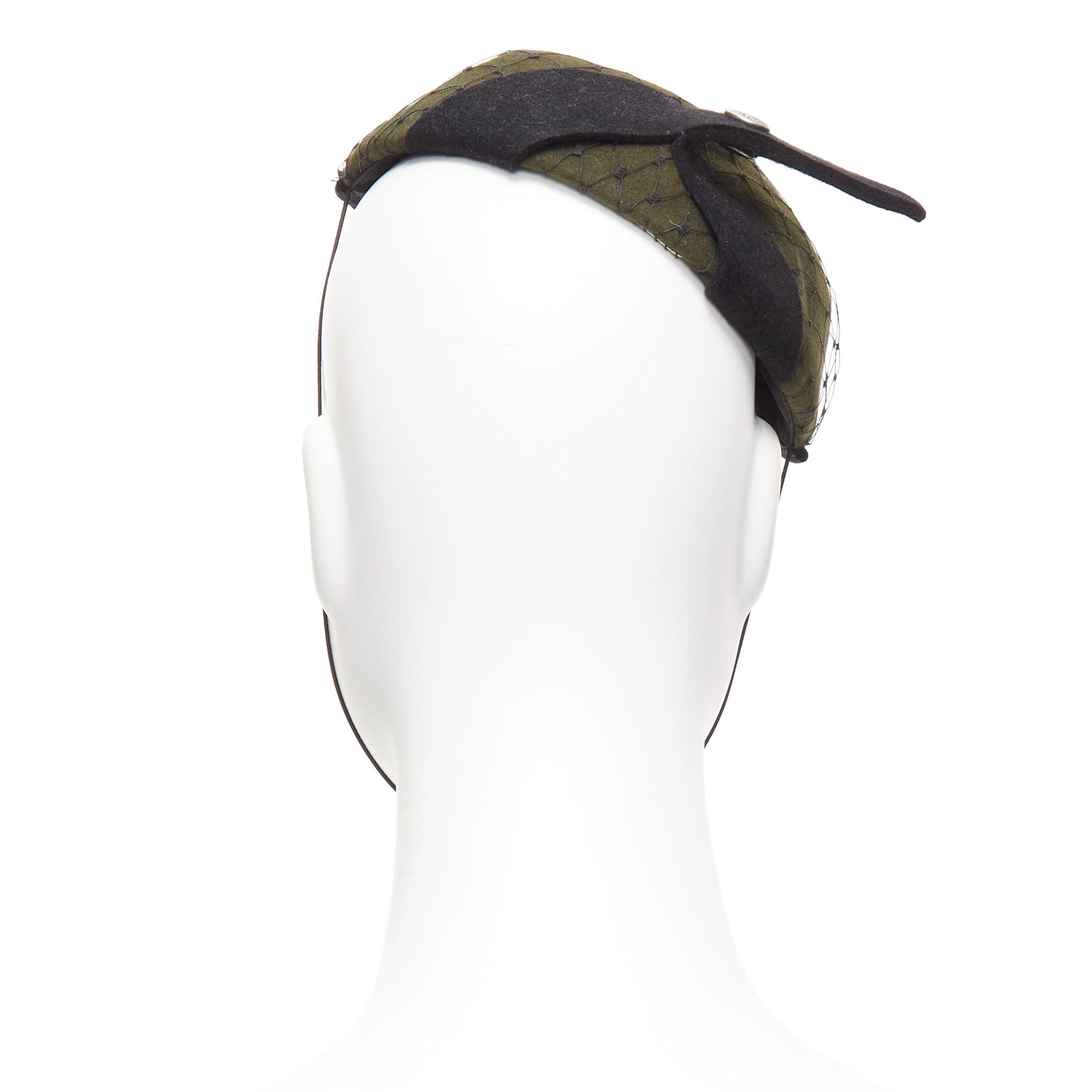 Women's rare CHRISTIAN DIOR John Galliano 1999 Communist green wool fascinator hat