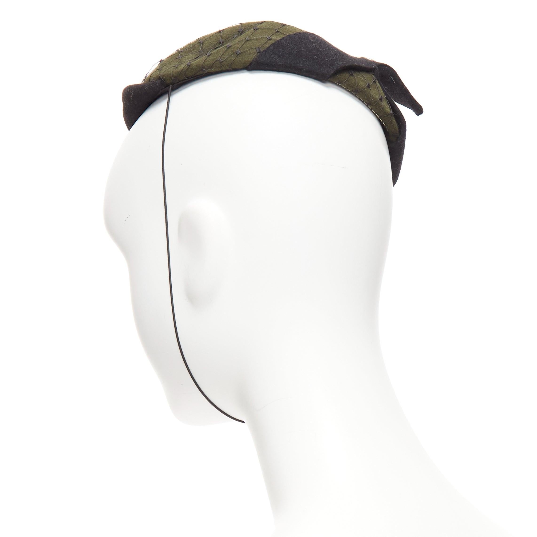 rare CHRISTIAN DIOR John Galliano 1999 Communist green wool fascinator hat 1
