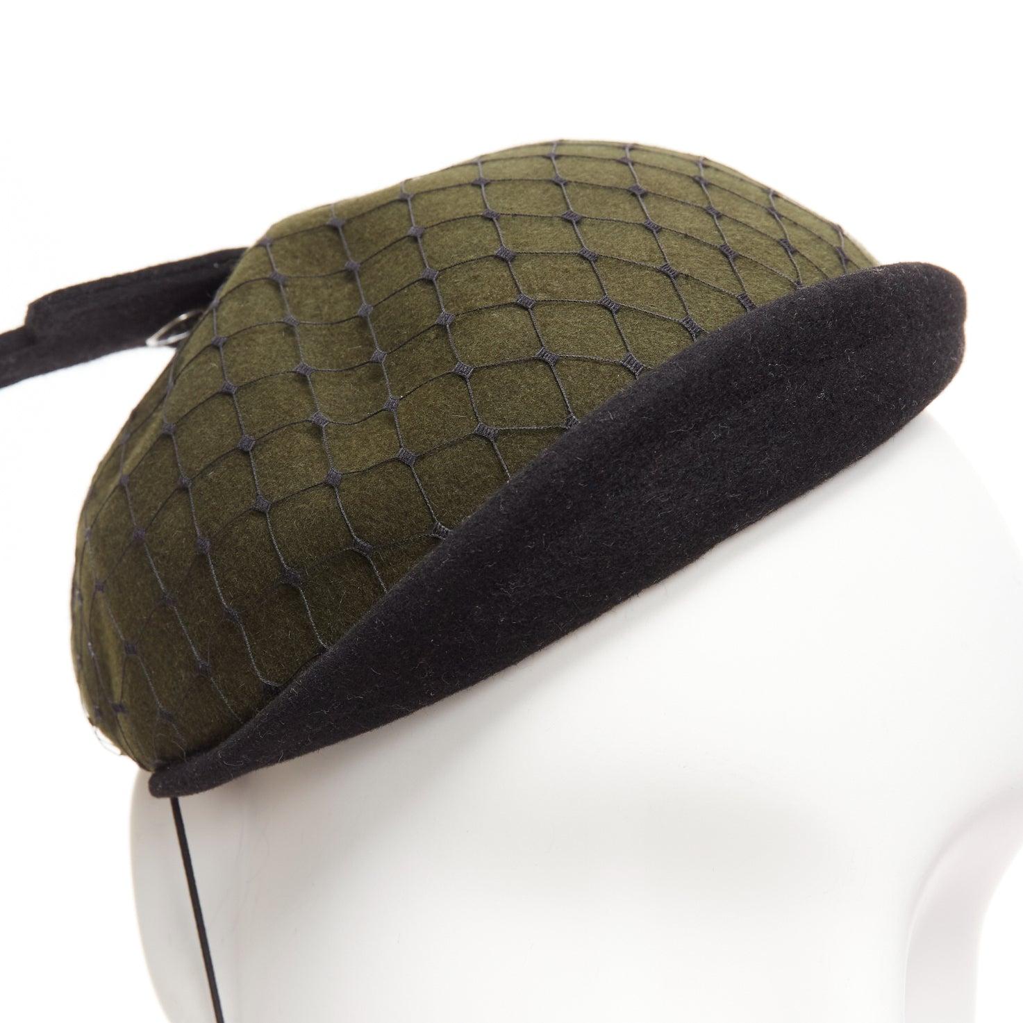 rare CHRISTIAN DIOR John Galliano 1999 Communist green wool fascinator hat 3