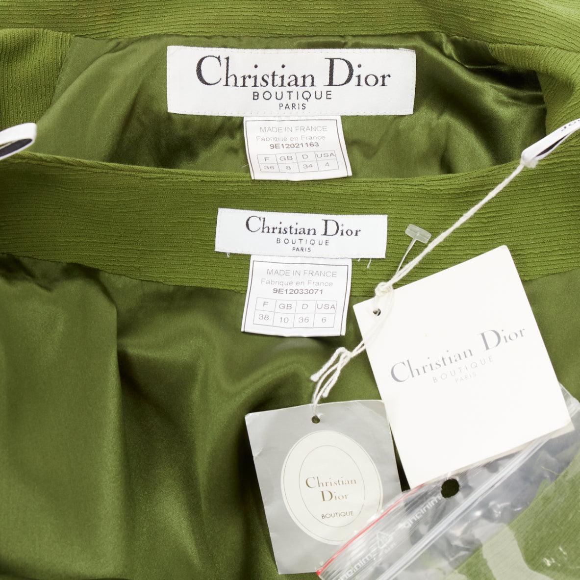rare CHRISTIAN DIOR John Galliano 1999 Mao Communist green skirt suit FR36/38 For Sale 8