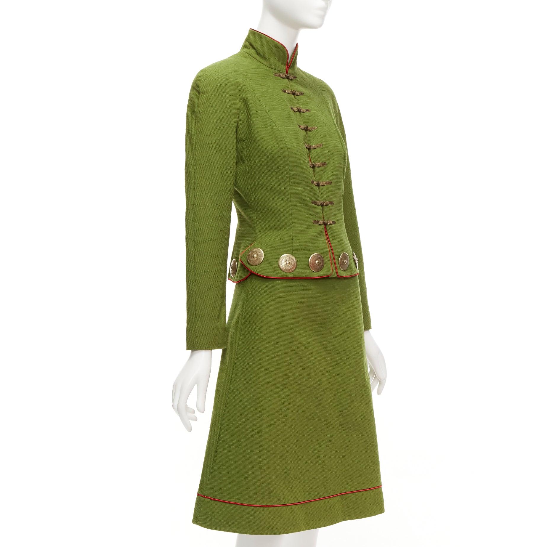 rare CHRISTIAN DIOR John Galliano 1999 Mao Communist green skirt suit FR36/38 In New Condition For Sale In Hong Kong, NT