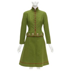 rare CHRISTIAN DIOR John Galliano 1999 Mao Communist green skirt suit FR36/38