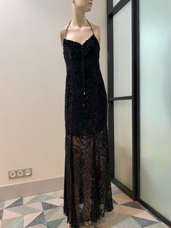 rare! Christian Dior & John Galliano 2002 evening black rose dress