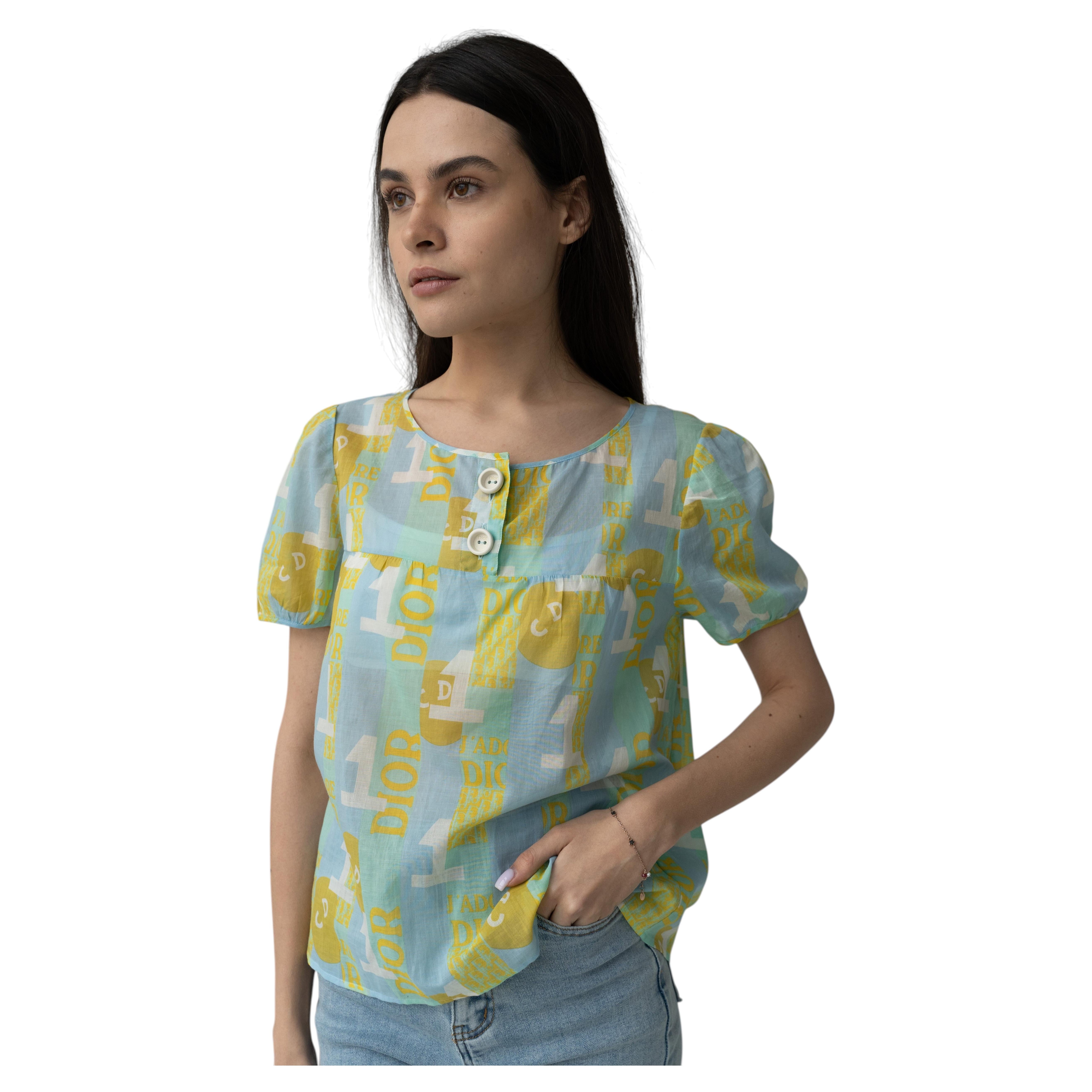 Rare!!! Christian Dior & John Galliano 2005 NWT J’Adore Dior cotton blouse top For Sale