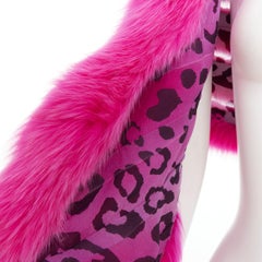 rare CHRISTIAN DIOR John Galliano 2005 Vintage fur leopard silk panels shawl