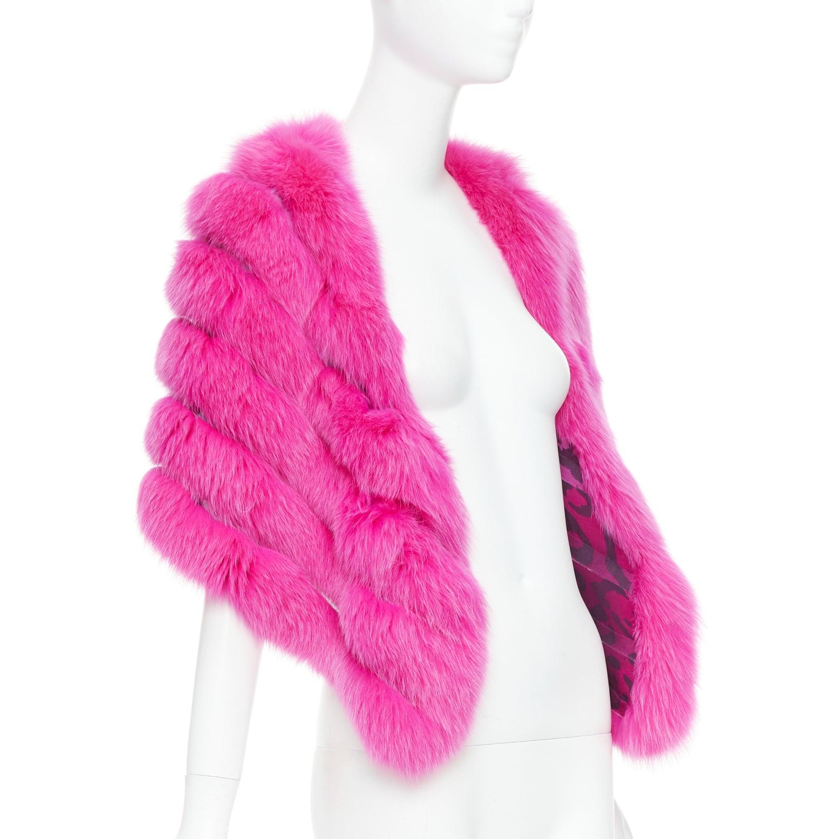 Pink rare CHRISTIAN DIOR John Galliano 2005 Vintage fur leopard silk panels shawl For Sale