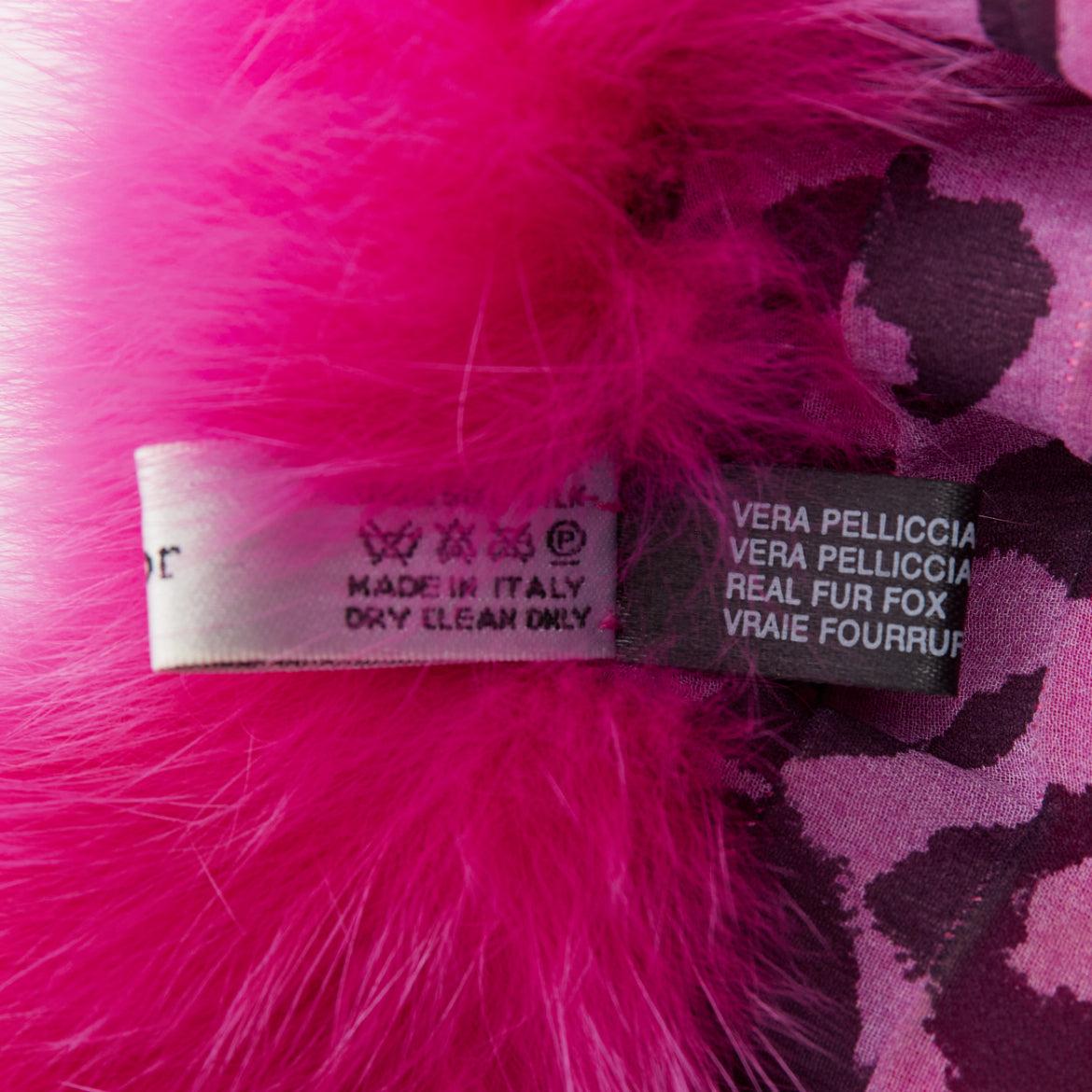 rare CHRISTIAN DIOR John Galliano 2005 Vintage fur leopard silk panels shawl For Sale 3