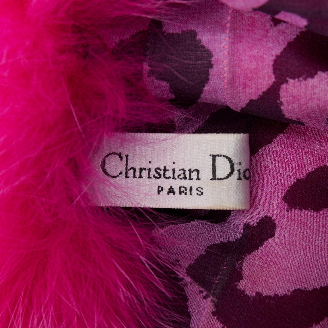rare CHRISTIAN DIOR John Galliano 2005 Vintage fur leopard silk panels shawl For Sale 4
