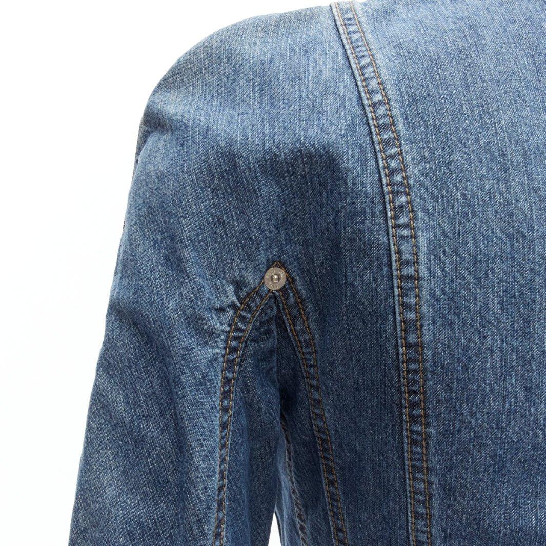 rare CHRISTIAN DIOR JOHN GALLIANO Vintage denim deconstructed collar bar jacket 6