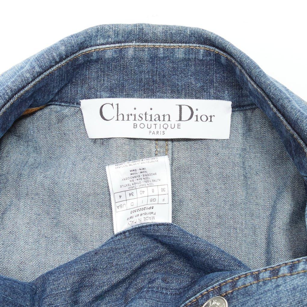 rare CHRISTIAN DIOR JOHN GALLIANO Vintage denim deconstructed collar bar jacket 7