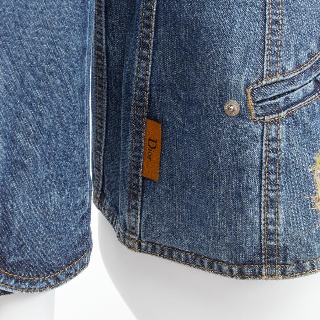 rare CHRISTIAN DIOR JOHN GALLIANO Vintage denim deconstructed collar bar jacket 5