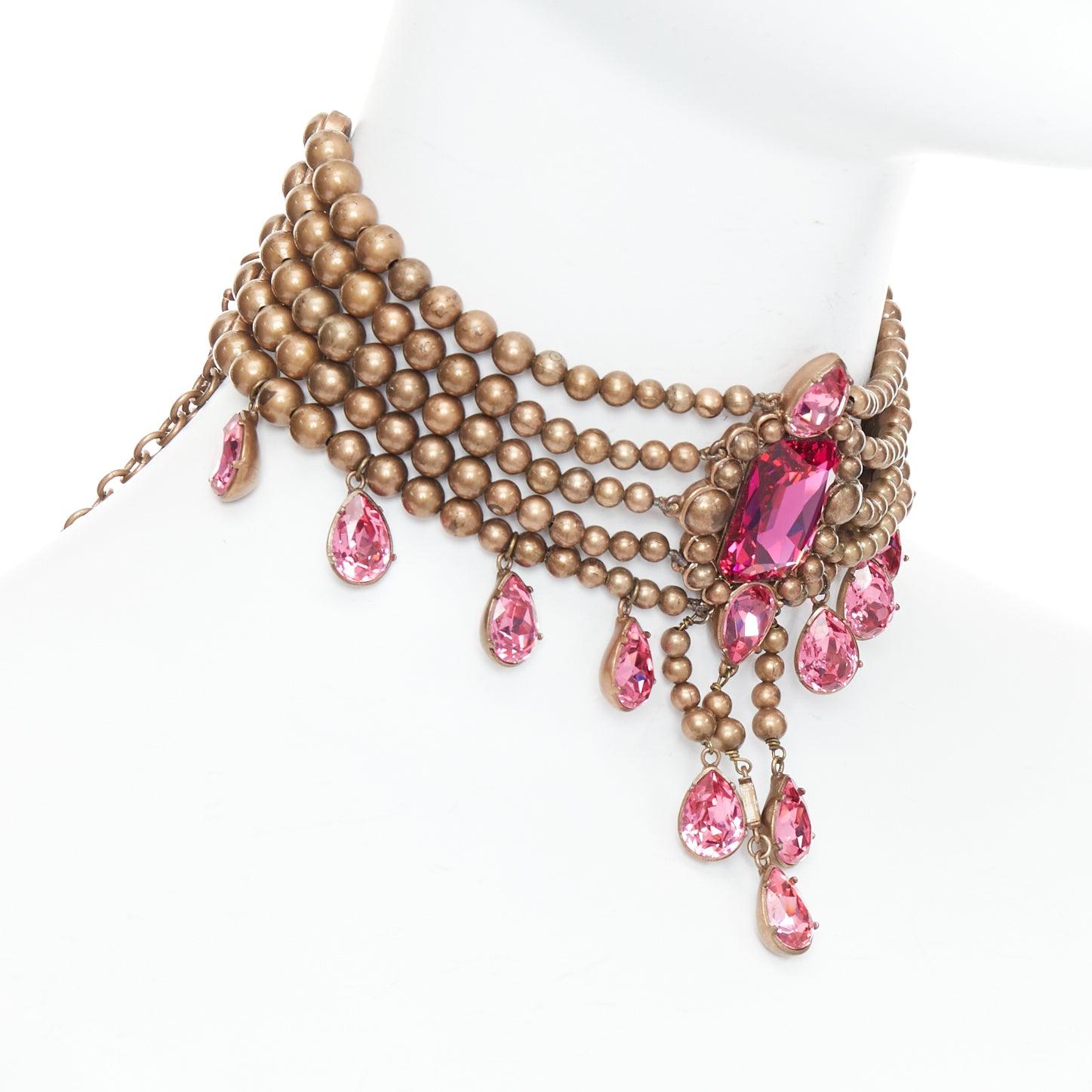 rare CHRISTIAN DIOR John Galliano Vintage Masai crystal beads choker necklace In Good Condition In Hong Kong, NT