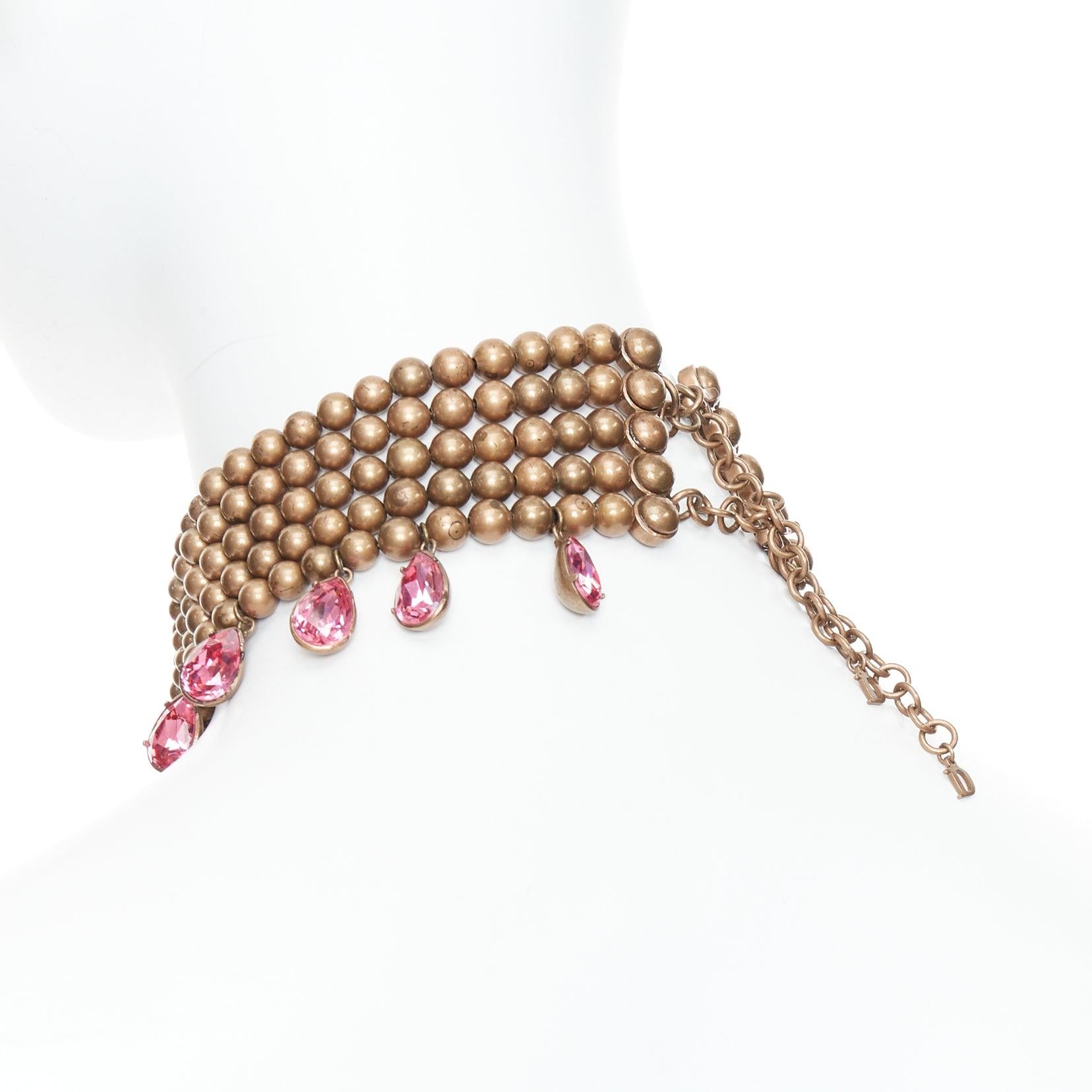 rare CHRISTIAN DIOR John Galliano Vintage Masai crystal beads choker necklace 2
