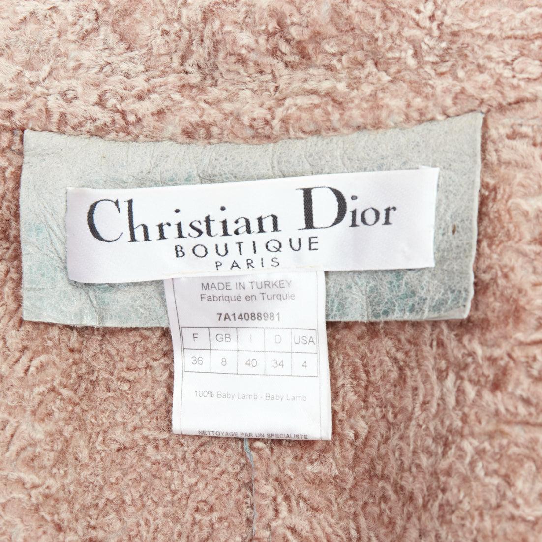 Seltener, seltener CHRISTIAN DIOR John Galliano Vintage-Ledermantel aus gewaschenem Babylamm FR36 S im Angebot 4