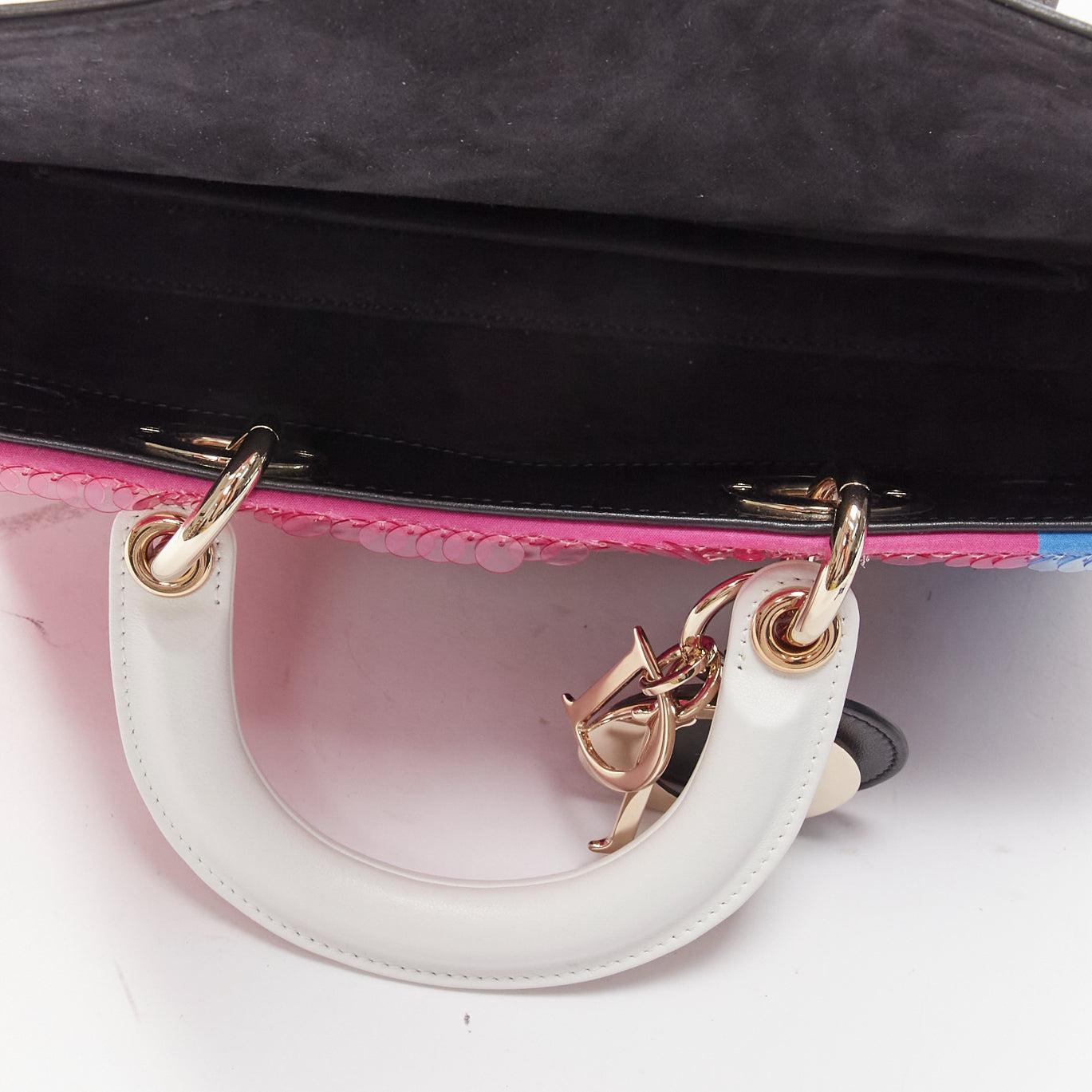 rare CHRISTIAN DIOR Lady D-joy Runway pink blue butterfly sequins crossbody bag For Sale 4