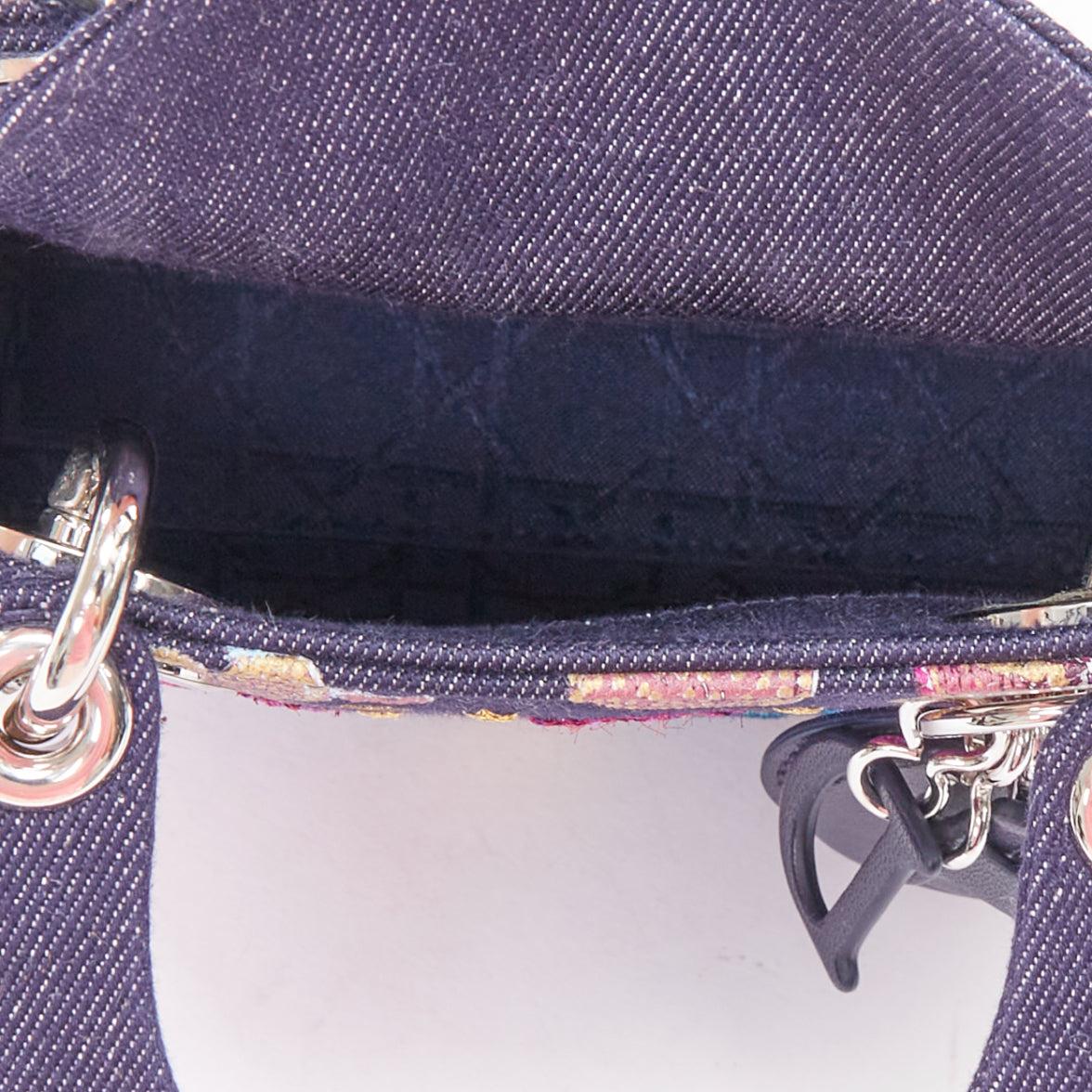 rare CHRISTIAN DIOR Lady Dior Limited edition nano blue denim heart tote bag 3