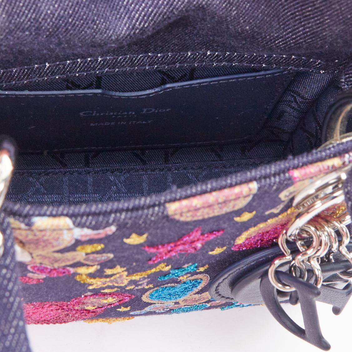 rare CHRISTIAN DIOR Lady Dior Limited edition nano blue denim heart tote bag 4
