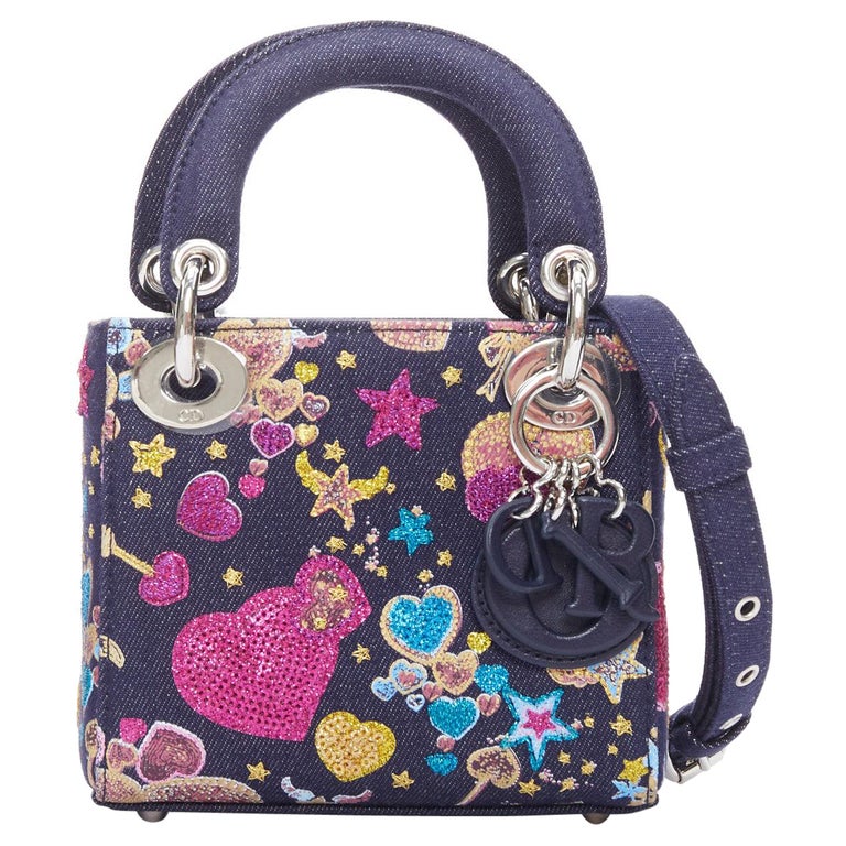 rare CHRISTIAN DIOR Lady Dior Limited edition nano blue denim
