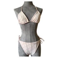 Rare Christian Dior Pink Oblique Monogram Bikini Swimsuit, Size M