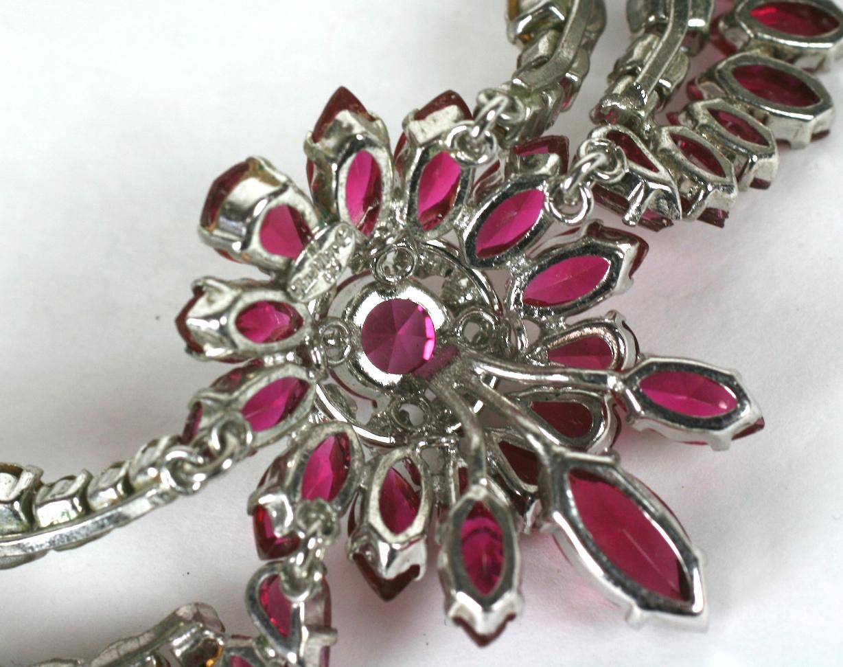 Rare Christian Dior Ruby and Crystal Floral Swag Parure, YSL 1959 For Sale 2