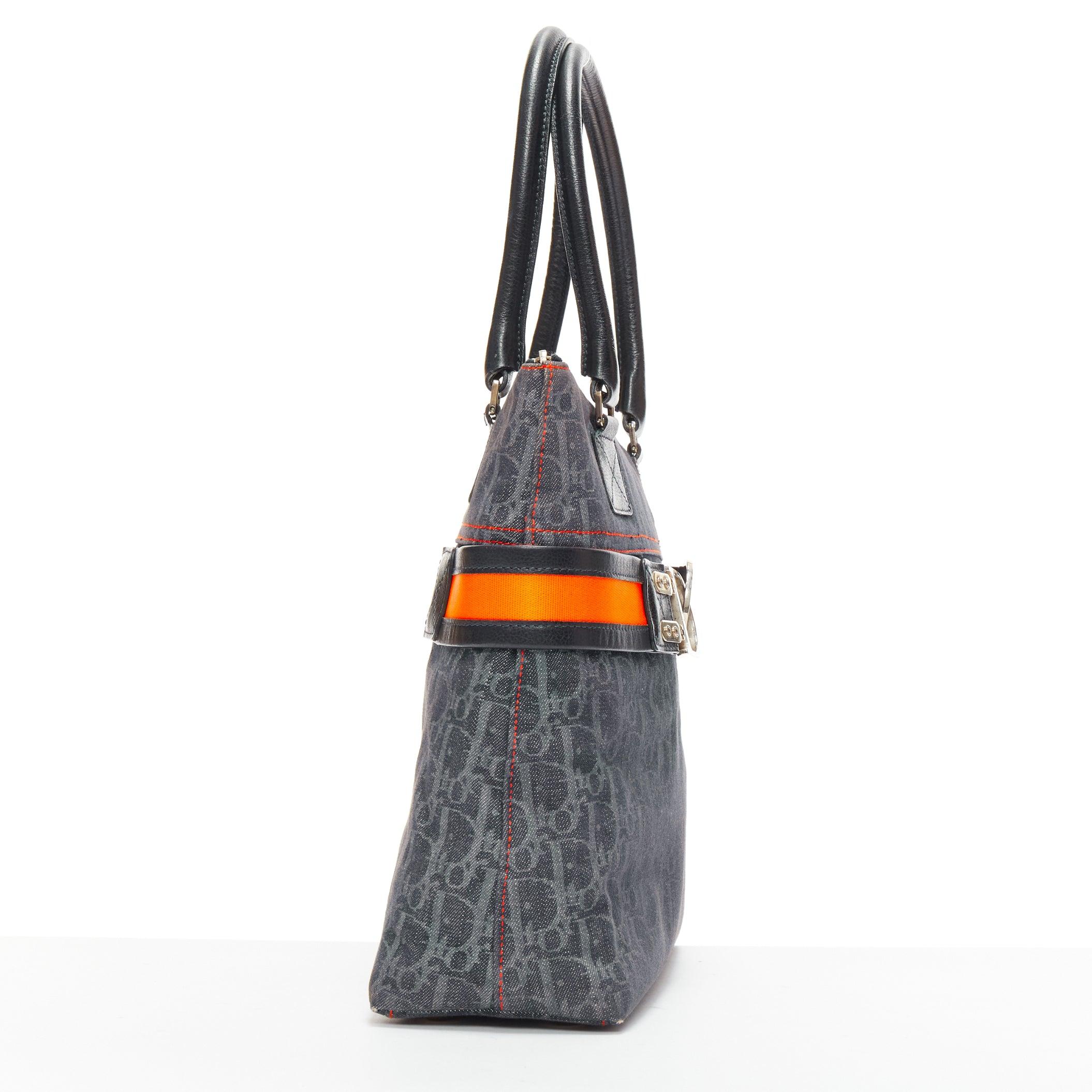 rare CHRISTIAN DIOR Vintage Flight orange canvas oblique trotter tote bag In Good Condition For Sale In Hong Kong, NT