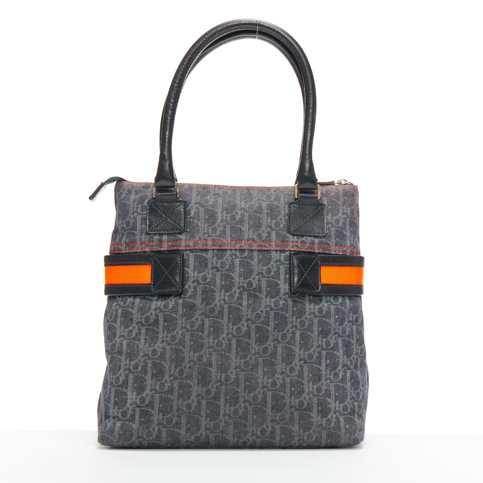 Women's rare CHRISTIAN DIOR Vintage Flight orange canvas oblique trotter tote bag For Sale