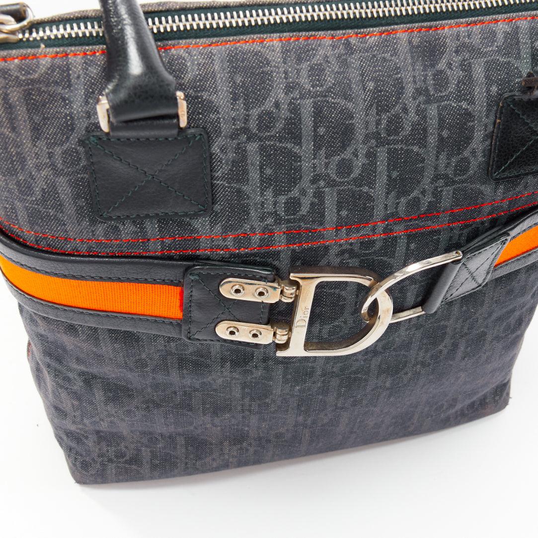 rare CHRISTIAN DIOR Vintage Flight orange canvas oblique trotter tote bag 2