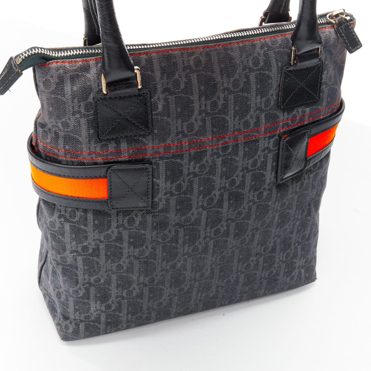 rare CHRISTIAN DIOR Vintage Flight orange canvas oblique trotter tote bag For Sale 3