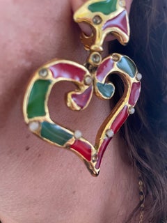 Rare Christian Lacroix Gripoix Heart Earrings – Oversized Vintage Jewelry
