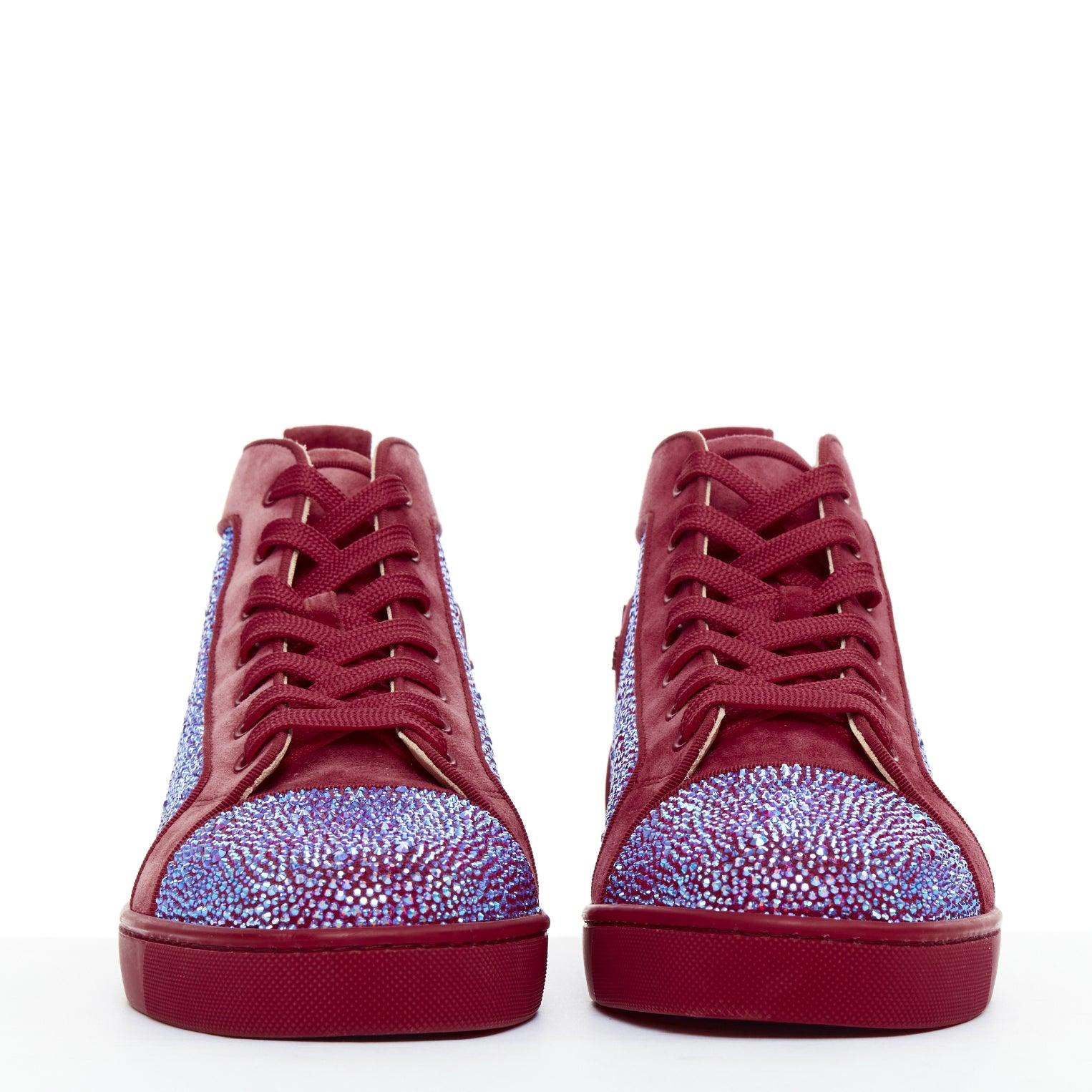 rara zapatilla alta CHRISTIAN LOUBOUTIN Louis Orlato Strass ante EU42.5 Marrón en venta