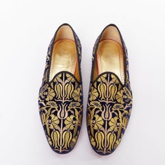 rare CHRISTIAN LOUBOUTIN Marcantonia Flat gold baroque velvet loafer EU44