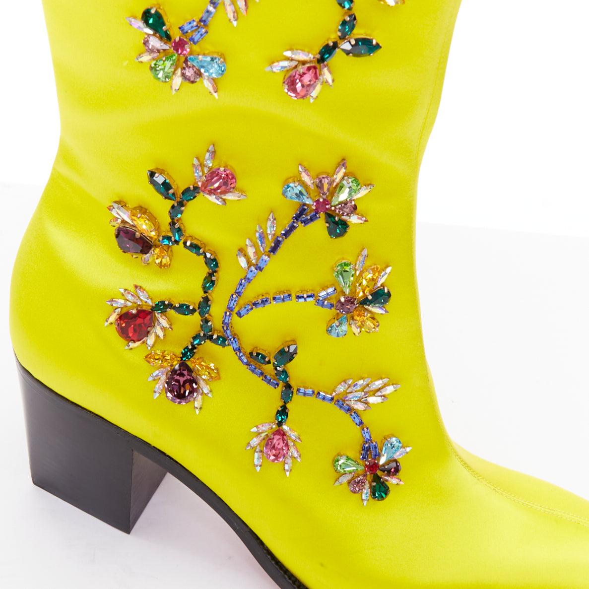 raras botas CHRISTIAN LOUBOUTIN Morgan Fleur 70 satin blossom western EU43 en venta 2