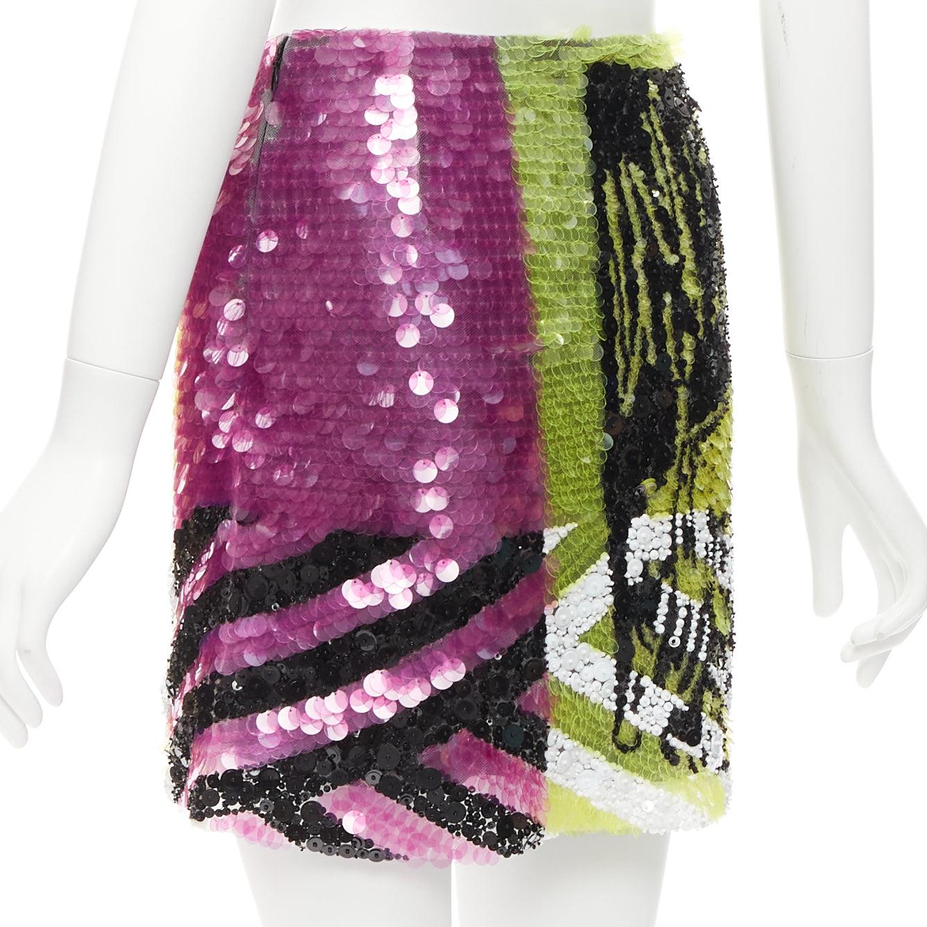 rare CHRISTIN DIOR D-Jungle Lion sequins pailette bead embellished skirt FR34 For Sale 1