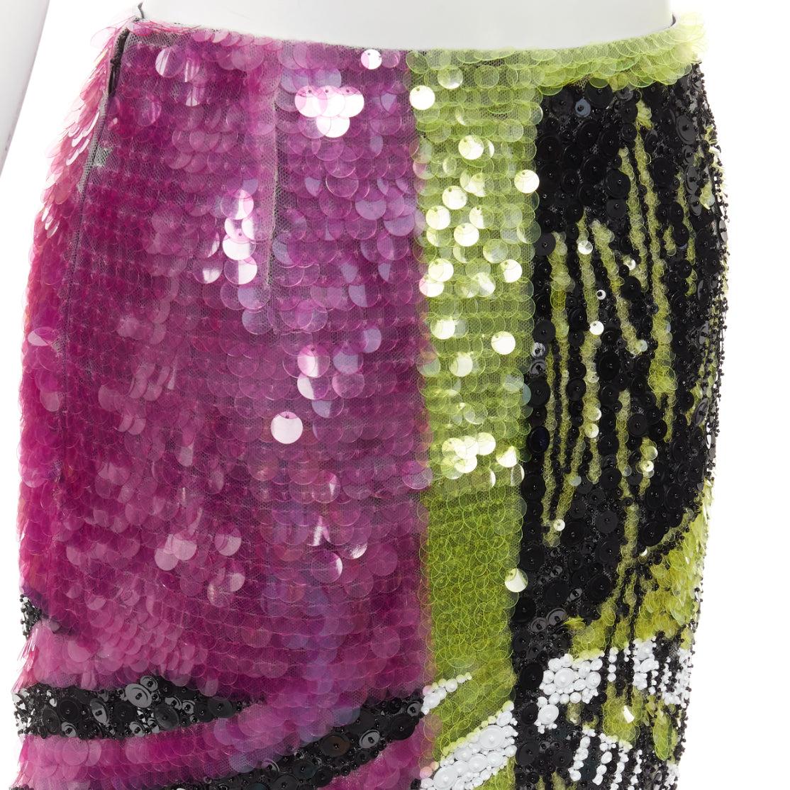 rare CHRISTIN DIOR D-Jungle Lion sequins pailette bead embellished skirt FR34 For Sale 2