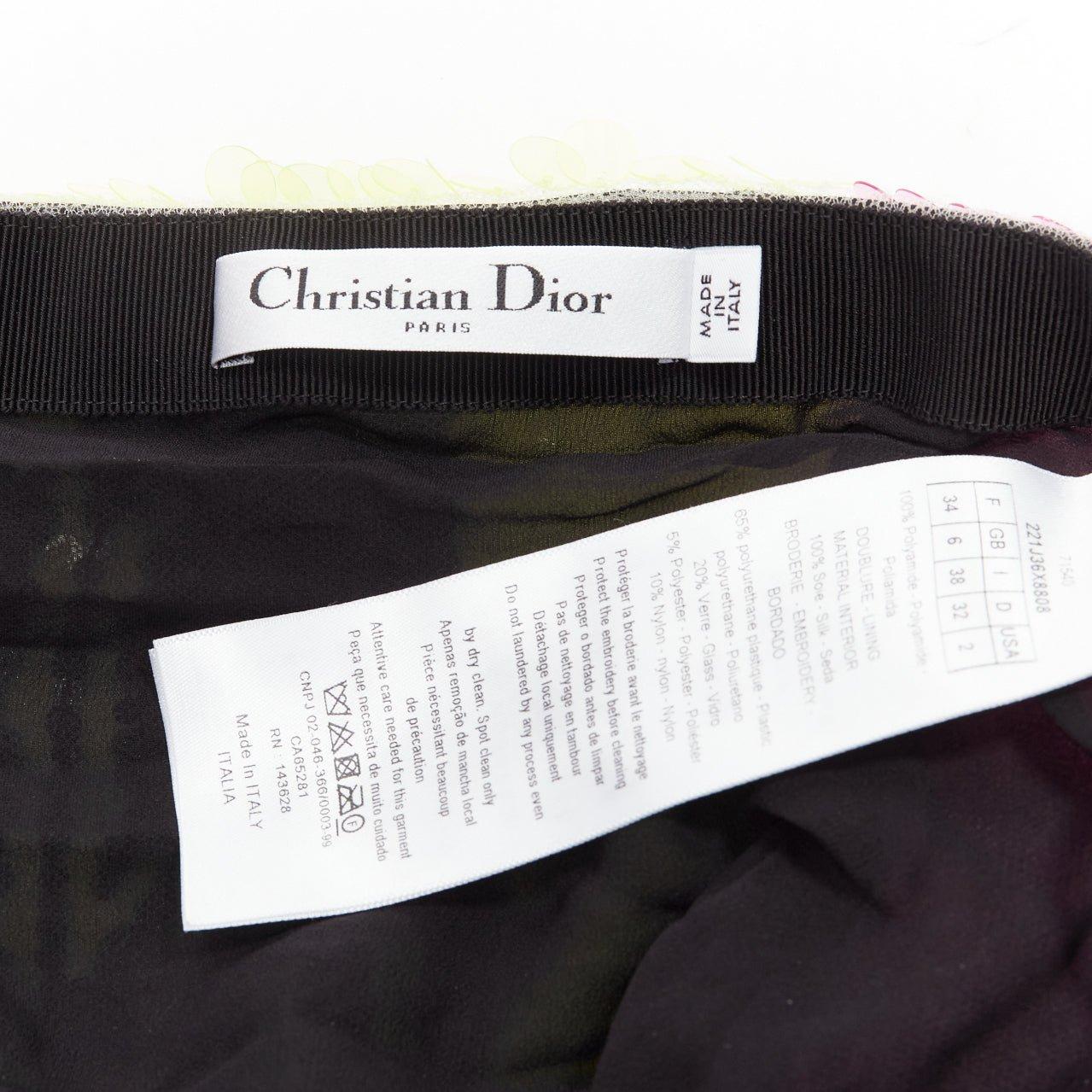 rare CHRISTIN DIOR D-Jungle Lion sequins pailette bead embellished skirt FR34 For Sale 3