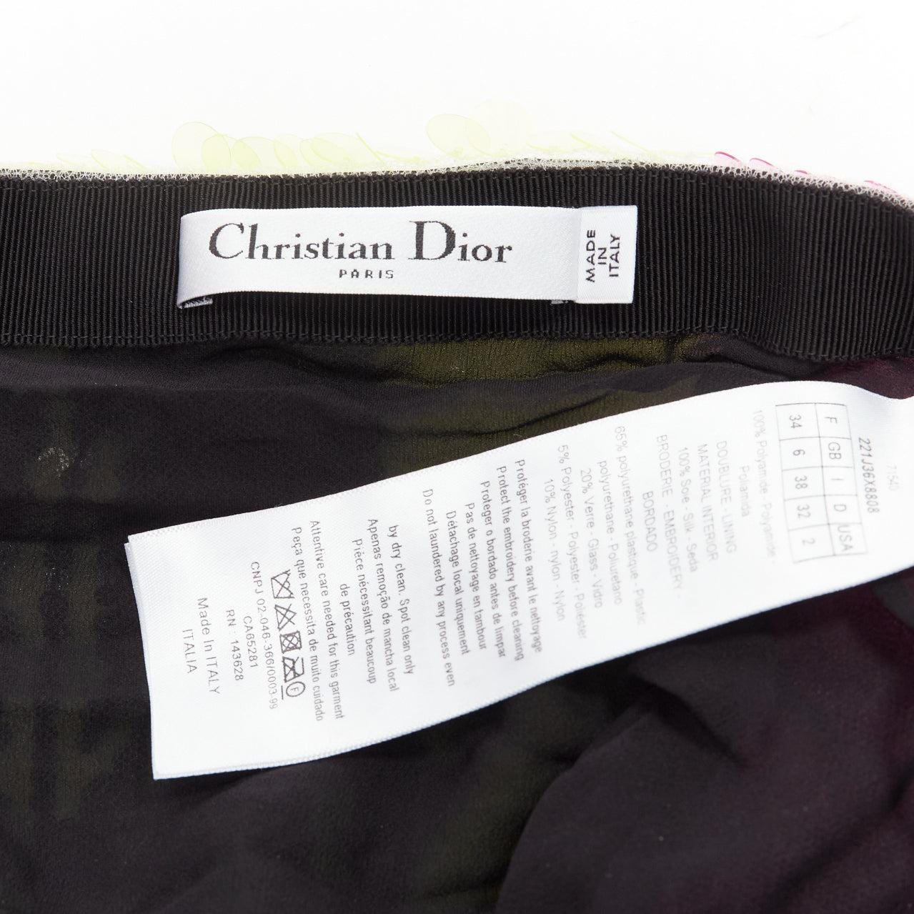 rare CHRISTIN DIOR D-Jungle Lion sequins pailette bead embellished skirt FR34 For Sale 4