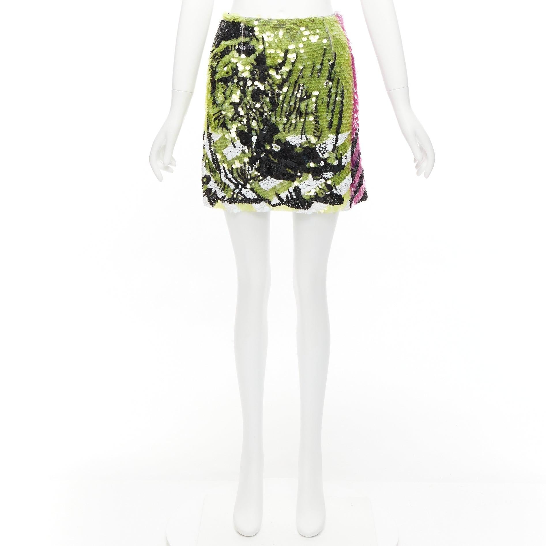rare CHRISTIN DIOR D-Jungle Lion sequins pailette bead embellished skirt FR34 For Sale 4