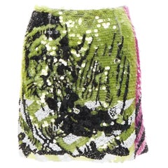 rare CHRISTIN DIOR D-Jungle Lion sequins pailette bead embellished skirt FR34