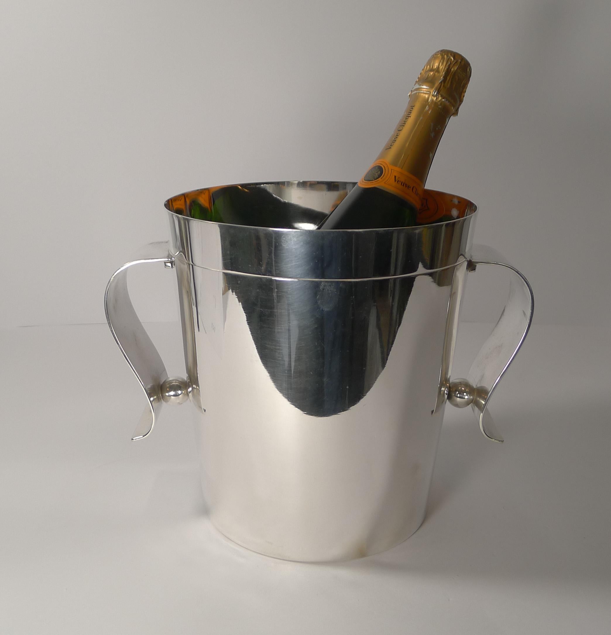 Rare Christofle Gallia Art Deco Wine Cooler / Champagne Bucket by Luc Lanel For Sale 5