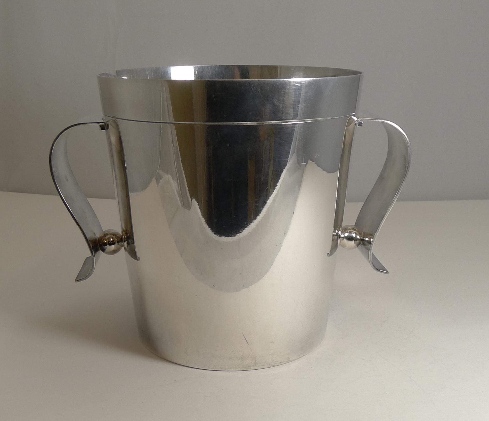 Silver Plate Rare Christofle Gallia Art Deco Wine Cooler / Champagne Bucket by Luc Lanel